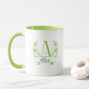 Custom Initial Floral Monogram Mug