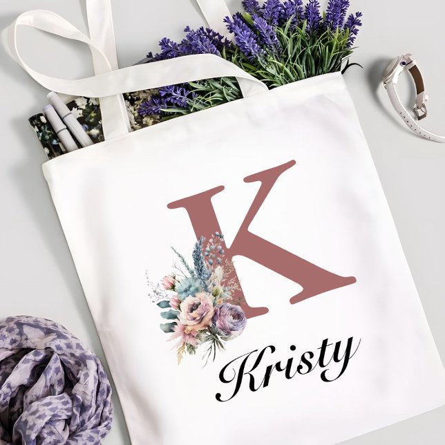 Custom Initial & Girl Name Personalized Monogram Tote Bag (Creator Uploaded)