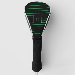 Custom Initial Green and Black Striped Golf Head Cover