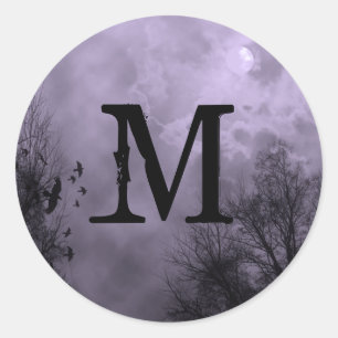 Custom Initial Haunted Sky Purple Mist Sticker