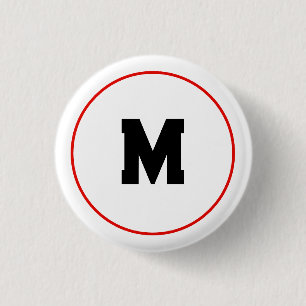 Custom initial in red ring 1 inch round button