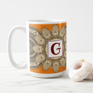 Custom initial large coffee mug Mandala pattern