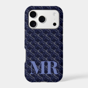 Custom Initial Large Modern Blue Lattice Rubber