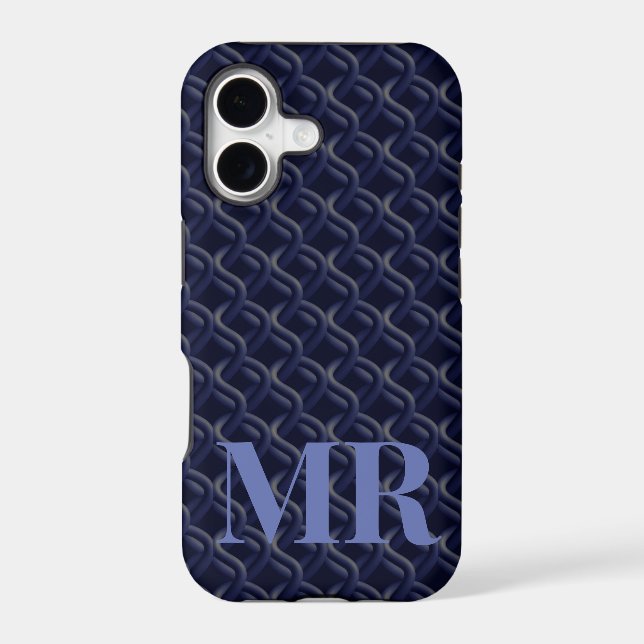 Custom Initial Large Modern Blue Lattice Rubber (Verso)