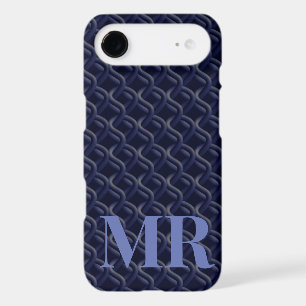 Custom Initial Large Modern Blue Lattice Rubber