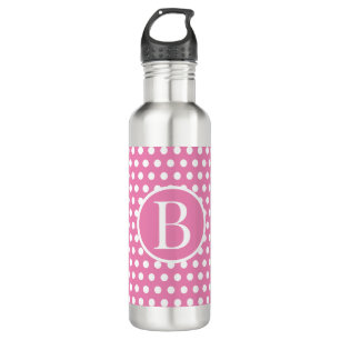 Custom initial letter Polka Dot Pink 710 Ml Water Bottle