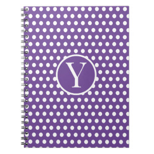 Custom initial letter Polka Dot Purple Notebook