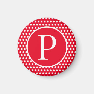 Custom initial letter Polka Dots Magnet