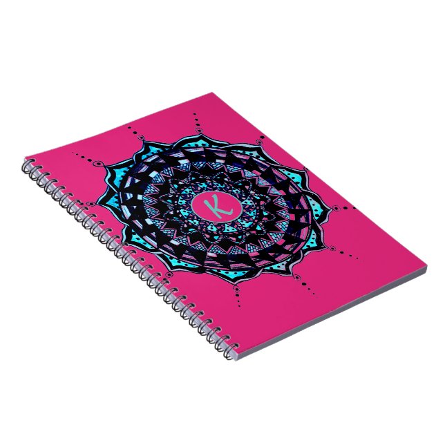 Custom Initial Mandala design Notebook (Right Side)