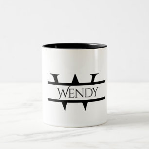 Custom Initial Monogram & Name Graphic Two-Tone Coffee Mug