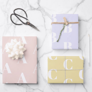 Custom Initial monogram pastel shades chic Wrapping Paper Sheet