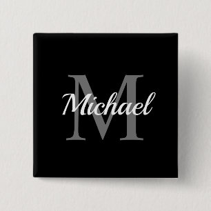 Custom Initial Monogram Script Name Square 2 Inch Square Button