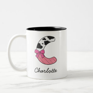 Custom Initial Name Mug Pink Cow Letter C