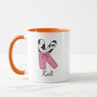 Custom Initial Name Mug | Pink Cow Letter  K