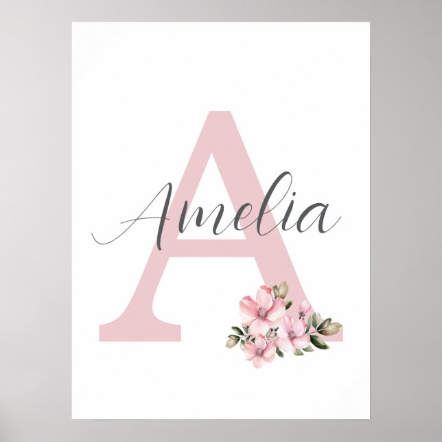 Custom Initial Name Print Personalized Nursery Art (Front)