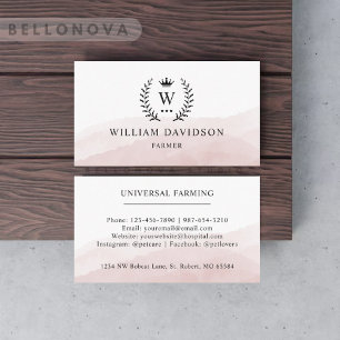 Custom Initial & Name White Black Pink Monogrammed Business Card
