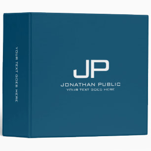 Custom Initial Ocean Blue Template Monogrammed Binder