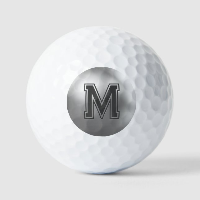Custom Initial Personalized Monogram Brushed Metal Golf Balls (Front)