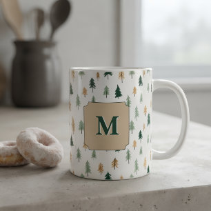 Custom Initial Pine Mug Personalized Monogram