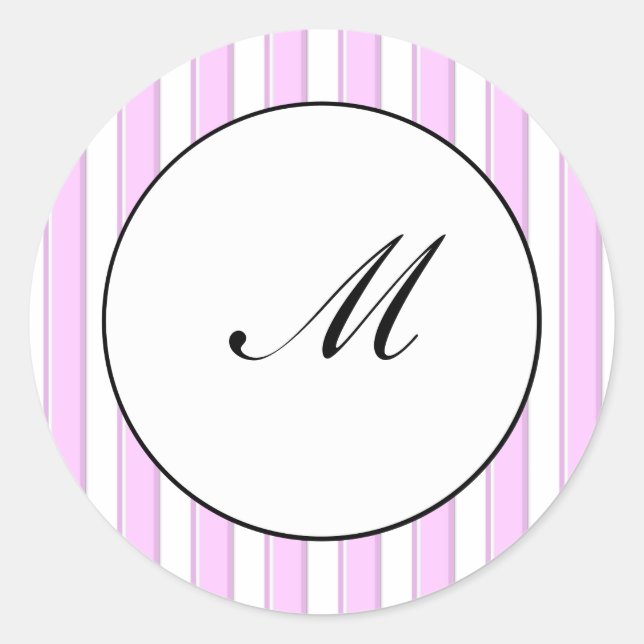 Custom Initial Pink Striped Sticker (Front)