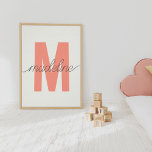 Custom Initial Print | Modern Monogram Wall Art<br><div class="desc">Dress up your baby's nursery or kid's room with this stylish modern monogram initial print. A personalized name print makes a great gift for new moms or a kids birthday gift. Change the colour of the large initial to match your decor by selecting by clicking the "edit using design tool"...</div>