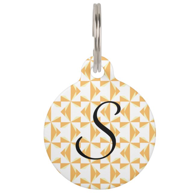 Custom Initial Pumpkin Pinwheels Pet Tag (Front)