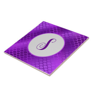 Custom initial purple mermaid scales pattern tile
