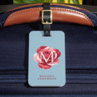 Custom Initial Rose iPhone Case | Modern Floral Luggage Tag