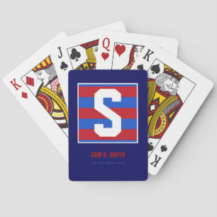 custom_initial S, name + text, striped monogram Playing Cards
