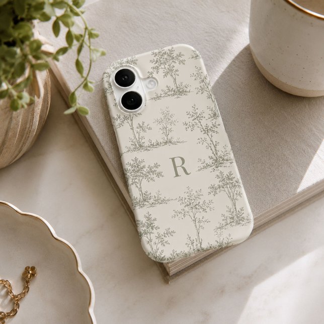 Custom Initial Sage Green Toile Wallpaper Style (Creator Uploaded)