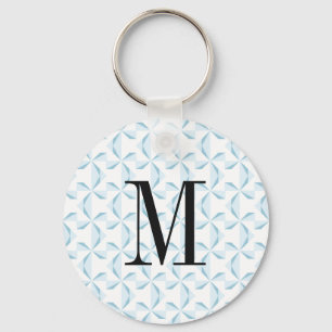 Custom Initial Sky Blue Pinwheels Keychain