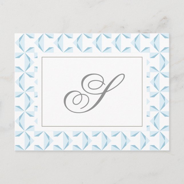 Custom Initial Sky Blue Pinwheels Postcard (Front)