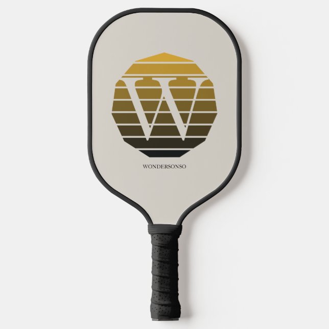 Custom Initial Sunset Circle Pickleball Paddle (Front)