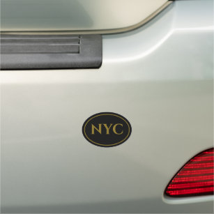 custom initial Town or City Euro Oval Car Magnet
