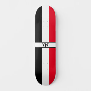 Custom Initials Black, White & Red Skateboard