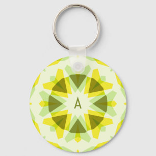 Custom Initials Bright Yellow Green Summer Star Keychain
