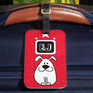 Custom Initials Dog-Themed Luggage Tag