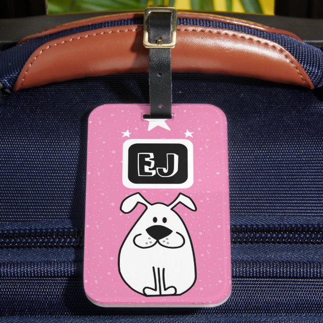 Custom Initials Dog-Themed Luggage Tag (Front Insitu 2)
