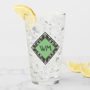 Custom Initials Elegant Manly Black Green Art Deco Glass