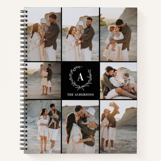 Custom Initials Elegant Monogram photo collage Notebook (Front)