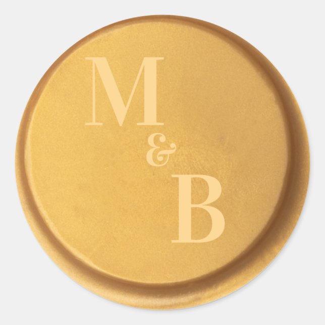 Custom initials gold wax seal wedding stickers (Front)