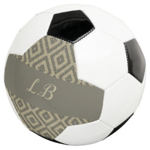 Custom initials grey brown pave bricks pattern soccer ball