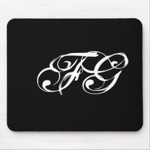 Custom Initials Modern Chic Black & White Mouse Pad
