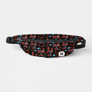 Custom Initials Monogram Boys Firetruck Firemen Fanny Pack