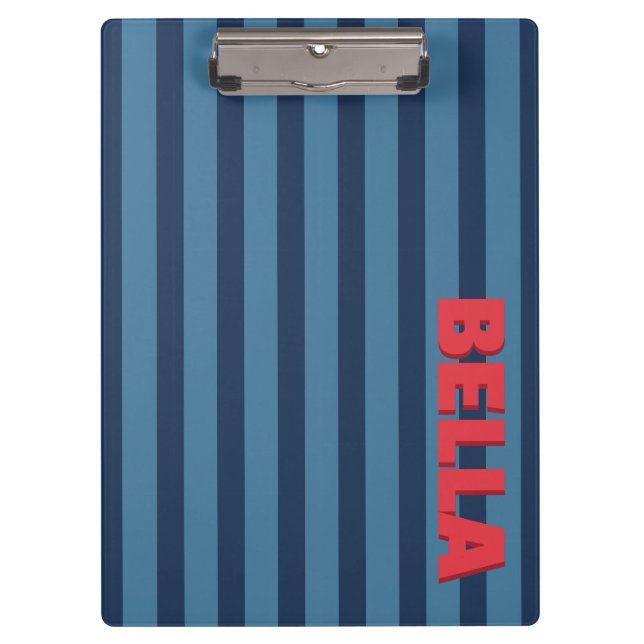 Custom Initials Monogram Striped Clipboard (Front)