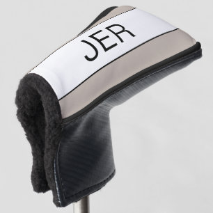 Custom Initials Monogrammed Modern Tan Pro Sports Golf Head Cover