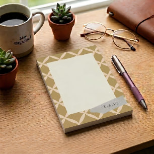 Custom Initials Mustard Ochre Geometric Border Post-it Notes