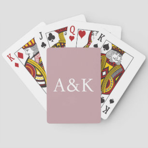 Custom Initials on Dusty Rose Mauve Playing Cards