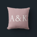 Custom Initials on Dusty Rose Mauve Throw Pillow<br><div class="desc">This custom throw pillow features a clean,  modern,  and elegant design. Sample initials are printed in the center in a sophisticated white font. The background is a solid dusty rose or mauve color. You can personalize the pillow to include your own custom initials or other text of your choice.</div>