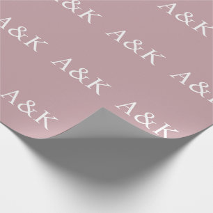 Custom Initials on Dusty Rose Mauve Wedding Wrapping Paper